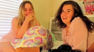 Busty blonde and brunette lesbian rubbing sex