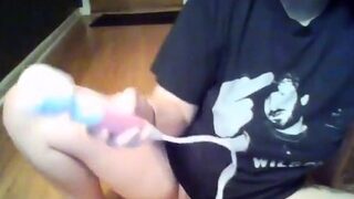 Horny Tattooed BBW Sits On Her Dildo