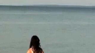 My Pantyhose Girlfriend See Through on the Beach
