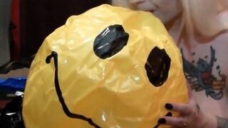 she grinds her butt holes on beach ball