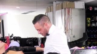 Chubby german blonde mom with big ass in latex