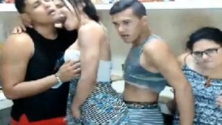 Tranny Kitchen Action wit Dudes and BBW
