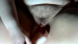 Hairy BBW Dildoing Pussy