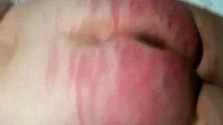 Amature BBW big ass spanked with cane.
